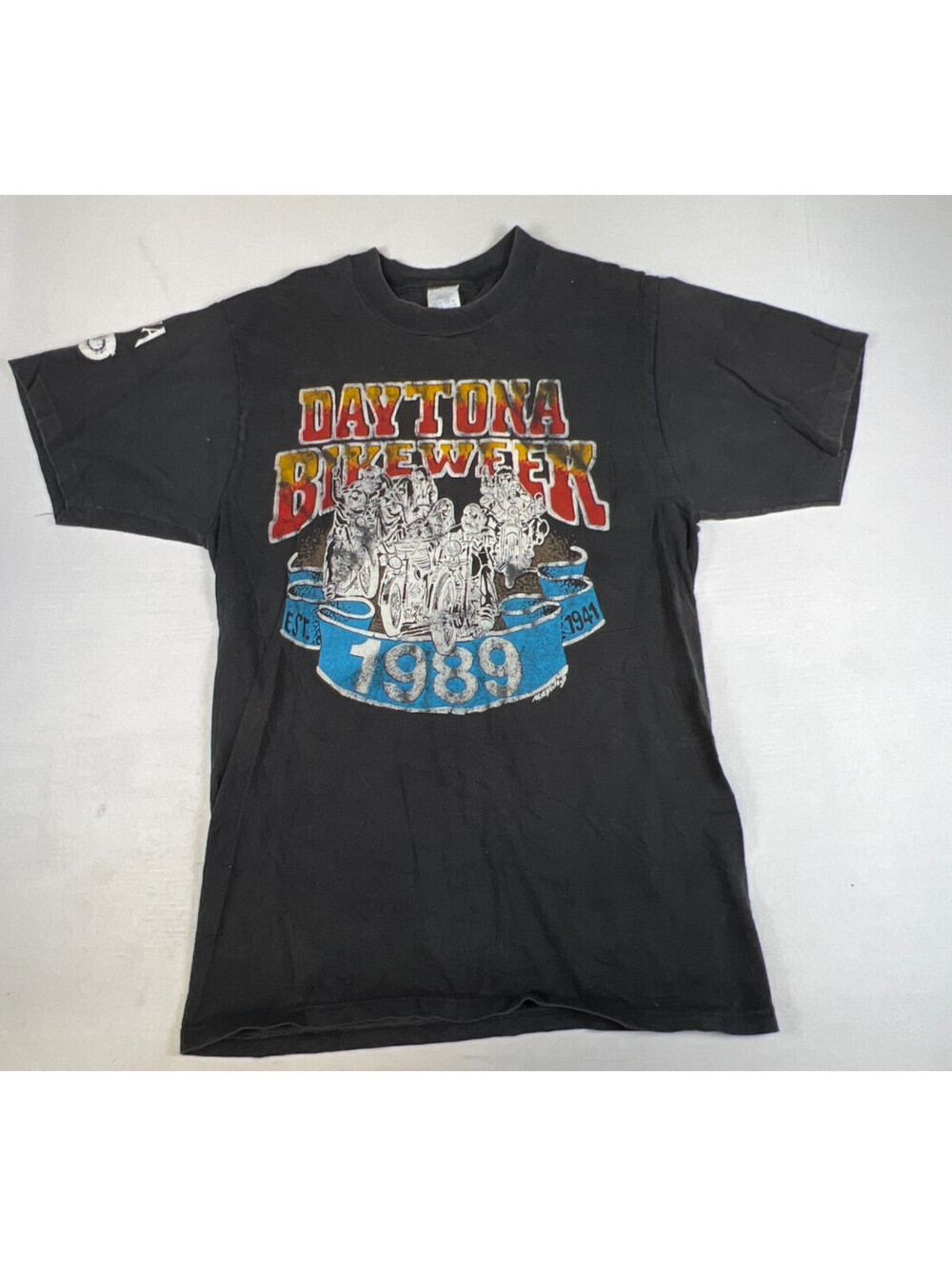 Russell Corp Men T-Shirt Black Daytona Bike Week 1989 Motorcycle Classic Vintage
